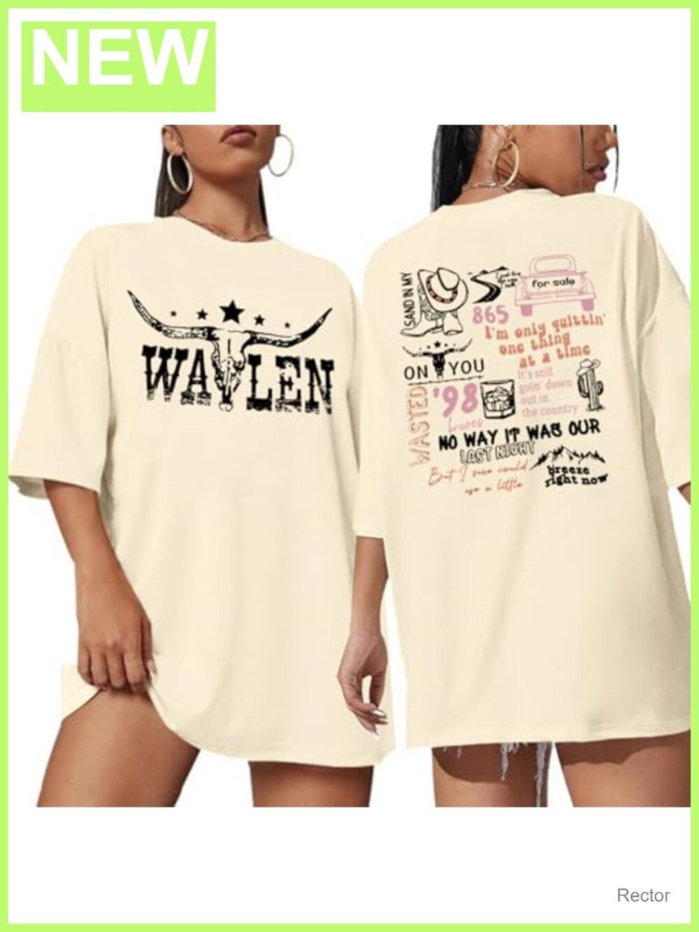 Oversized Western Cow Skull Graphic Tee Country Music Rodeo T-Shirt